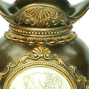Homeroots 16" Bronze And Gold Leaf Urn Polyresin Table Vase  Polyresin 468932