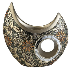 Homeroots 12" Polyresin Gold Floral Novelty Table Vase  Polyresin 468940