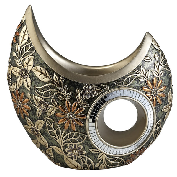 Homeroots 12" Polyresin Gold Floral Novelty Table Vase  Polyresin 468940