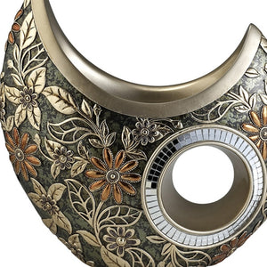 Homeroots 12" Polyresin Gold Floral Novelty Table Vase  Polyresin 468940