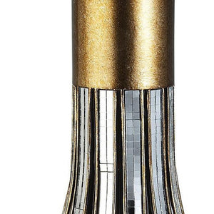 Homeroots 16" Gold And Black Striped Bud Polyresin Table Vase  Polyresin 468946