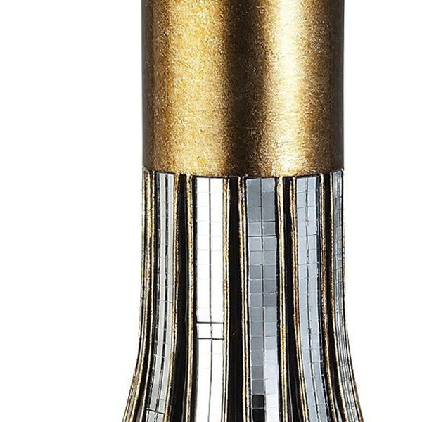 Homeroots 16" Gold And Black Striped Bud Polyresin Table Vase  Polyresin 468946