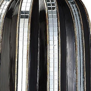 Homeroots 21" Black And Silver Striped Cylinder Polyresin Floor Vase  Polyresin 468947