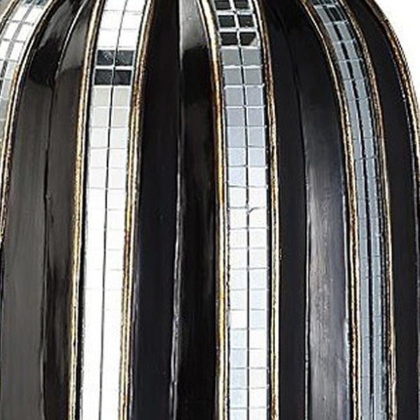 Homeroots 21" Black And Silver Striped Cylinder Polyresin Floor Vase  Polyresin 468947