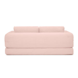English Elm 2-in-1 Corduroy Futon Sofa Sleeper with Foam Fill and Modular Floor Profile Pink W1117P417305