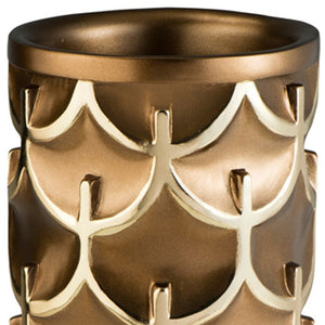 Homeroots 14" Polyresin Gold Geometric Cylinder Table Vase  Polyresin 468952