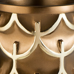 Homeroots 14" Polyresin Gold Geometric Cylinder Table Vase  Polyresin 468952