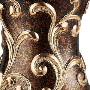 Homeroots 20" Espresso And Gold Floral Urn Polyresin Table Vase  Polyresin 468956
