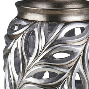 Homeroots 16" Gray And Silver Leaf Urn Polyresin Table Vase  Polyresin 468957