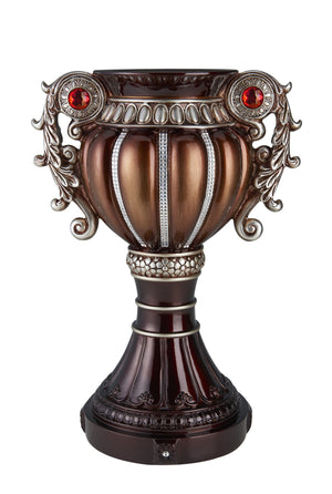 Homeroots 18" Bronze And Silver Floral Urn Polyresin Table Vase With Stones  Polyresin 468964