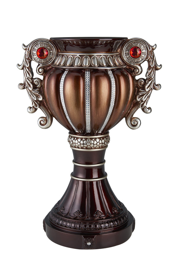 Homeroots 18" Bronze And Silver Floral Urn Polyresin Table Vase With Stones  Polyresin 468964