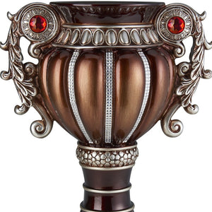 Homeroots 18" Bronze And Silver Floral Urn Polyresin Table Vase With Stones  Polyresin 468964