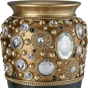 Homeroots 16" Green And Gold Urn Polyresin Table Vase With Crystals  Polyresin 468965