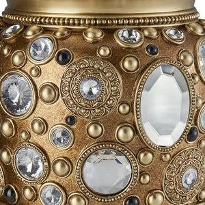 Homeroots 16" Green And Gold Urn Polyresin Table Vase With Crystals  Polyresin 468965