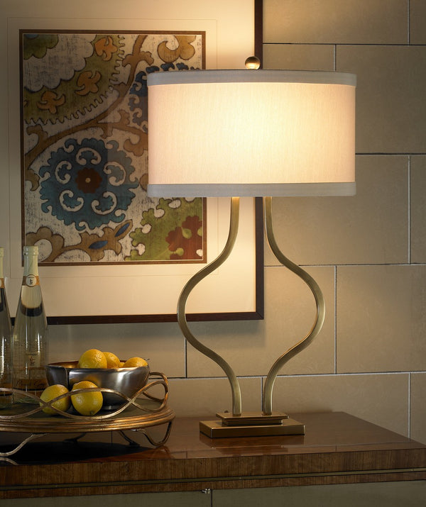 Wildwood Brass Hand-Formed Bow Lamp With Antiqued Finish — Sculptural 31" Table Light For Timeless Style 46899