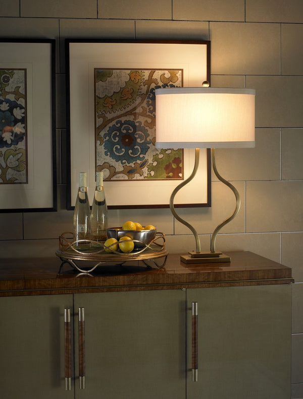 Wildwood Brass Hand-Formed Bow Lamp With Antiqued Finish — Sculptural 31" Table Light For Timeless Style 46899