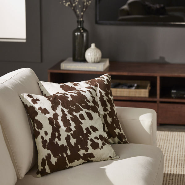 Devon Cowhide Pattern Throw Pillows Set of 2 Bold Farmhouse Accent for Modern Decor