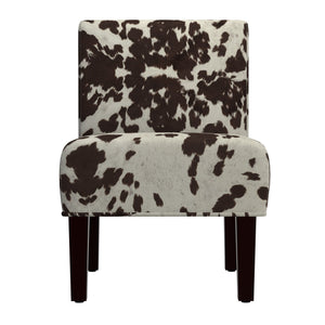 Devon Cowhide Print Accent Chair with Rubberwood Legs for Any Living Space