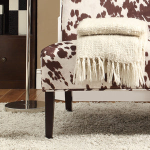 Devon Cowhide Print Accent Chair with Rubberwood Legs for Any Living Space