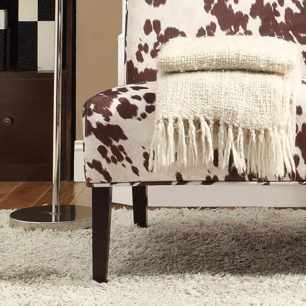 Devon Cowhide Print Accent Chair with Rubberwood Legs for Any Living Space