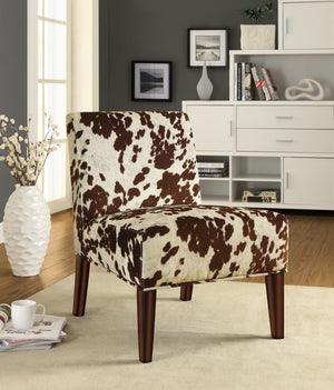 Devon Cowhide Print Accent Chair with Rubberwood Legs for Any Living Space