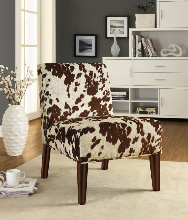 Devon Cowhide Print Accent Chair with Rubberwood Legs for Any Living Space