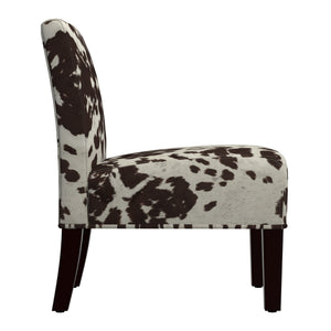 Devon Cowhide Print Accent Chair with Rubberwood Legs for Any Living Space