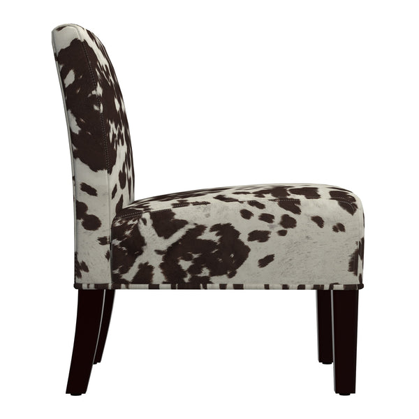 Devon Cowhide Print Accent Chair with Rubberwood Legs for Any Living Space