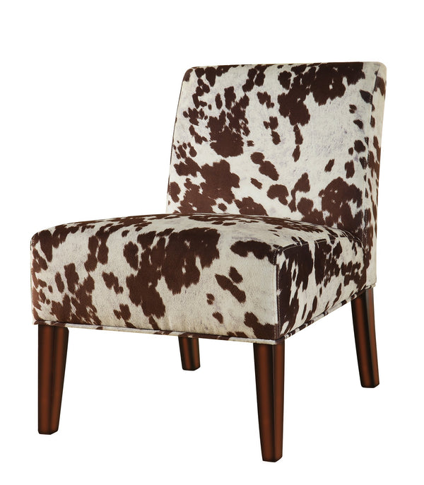 Devon Cowhide Print Accent Chair with Rubberwood Legs for Any Living Space