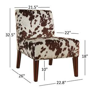 Devon Cowhide Print Accent Chair with Rubberwood Legs for Any Living Space