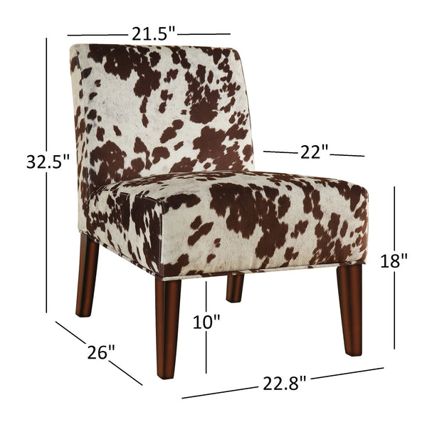Devon Cowhide Print Accent Chair with Rubberwood Legs for Any Living Space