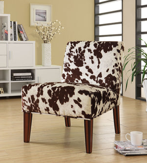 Devon Cowhide Print Accent Chair with Rubberwood Legs for Any Living Space