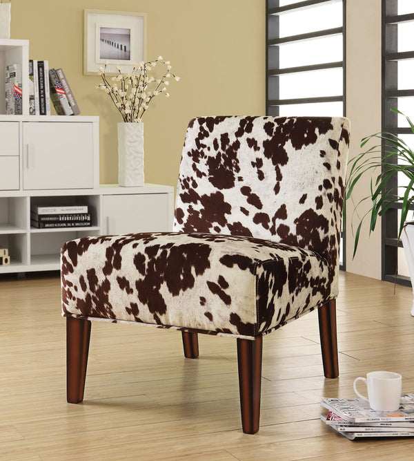 Devon Cowhide Print Accent Chair with Rubberwood Legs for Any Living Space