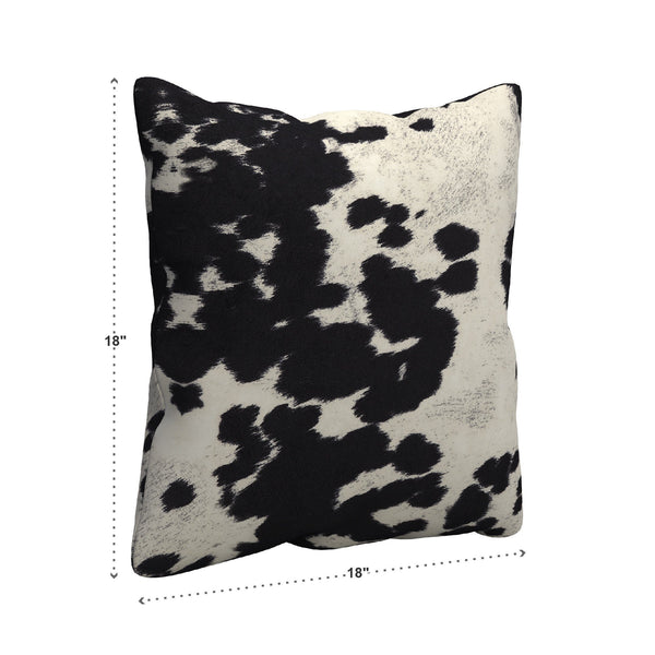 Homelegance Devon Cowhide Pattern Throw Pillows Set of 2 Bold Farmhouse Accent for Modern Decor Black / Creme Polyurethane Foam Pad 468F24P