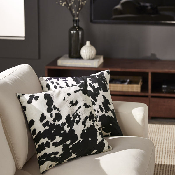 Devon Cowhide Pattern Throw Pillows Set of 2 Bold Farmhouse Accent for Modern Decor