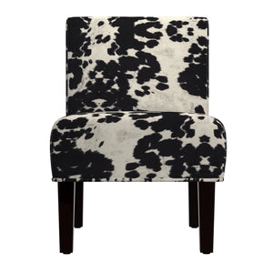 Homelegance Devon Cowhide Print Accent Chair with Rubberwood Legs for Any Living Space Black / Creme 468F24S(3A)