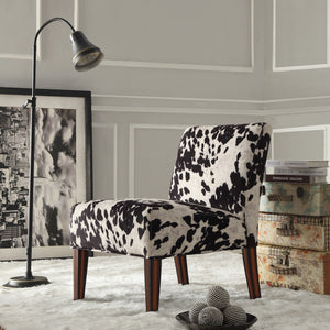 Devon Cowhide Print Accent Chair with Rubberwood Legs for Any Living Space