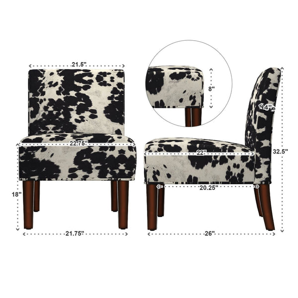 Devon Cowhide Print Accent Chair with Rubberwood Legs for Any Living Space