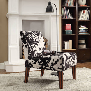 Devon Cowhide Print Accent Chair with Rubberwood Legs for Any Living Space