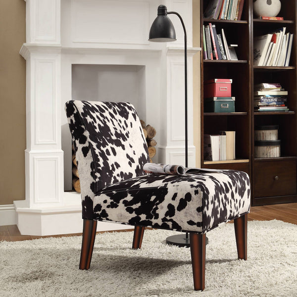 Devon Cowhide Print Accent Chair with Rubberwood Legs for Any Living Space
