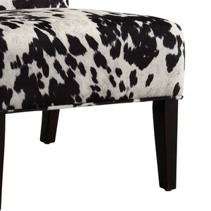 Devon Cowhide Print Accent Chair with Rubberwood Legs for Any Living Space