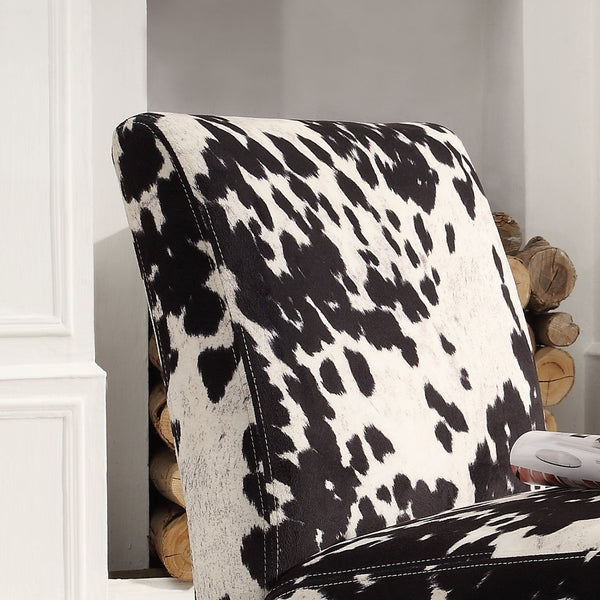 Devon Cowhide Print Accent Chair with Rubberwood Legs for Any Living Space