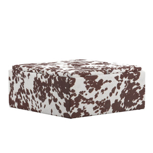 Novelia Faux Cowhide Storage Ottoman with Reversible Tray Lids on Casters