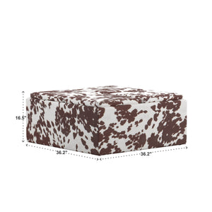 Novelia Faux Cowhide Storage Ottoman with Reversible Tray Lids on Casters