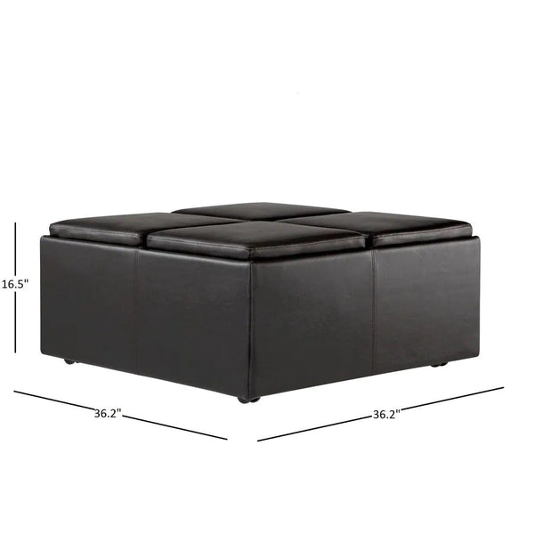 Novelia Upholstered Storage Ottoman with Reversible Tray Lids on Casters