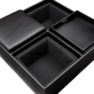 Novelia Upholstered Storage Ottoman with Reversible Tray Lids on Casters