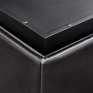 Novelia Upholstered Storage Ottoman with Reversible Tray Lids on Casters