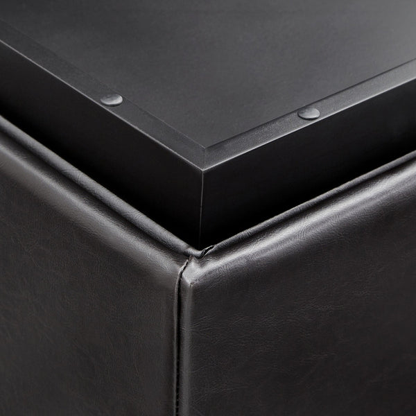 Novelia Upholstered Storage Ottoman with Reversible Tray Lids on Casters