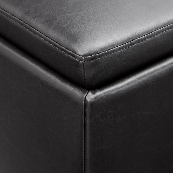 Novelia Upholstered Storage Ottoman with Reversible Tray Lids on Casters