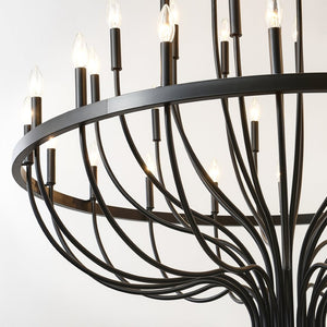 English Elm 36-light Matte Black Iron Candle Chandelier Farmhouse Industrial Style for Large Dining Rooms W5008P464944